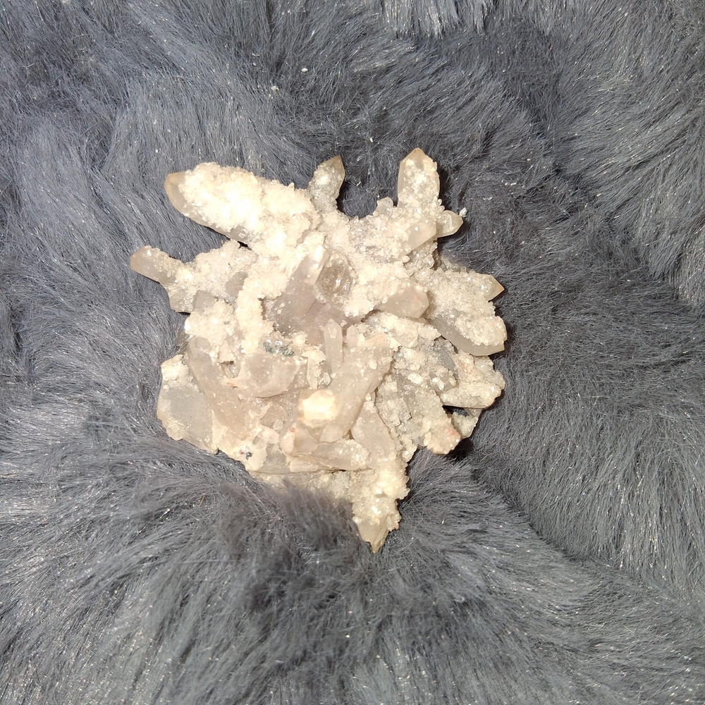 Crystal Cluster on Gray Fur